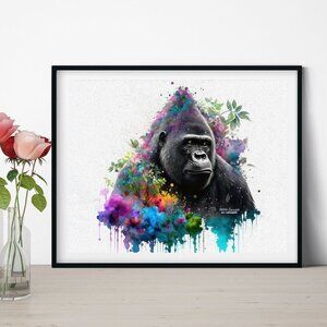 8x10 Gorilla Fantasy‎ Watercolor Oil Painting Art Print